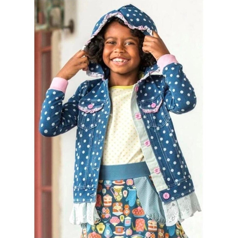 Matilda youth size 10 blue polka dot button front jacket